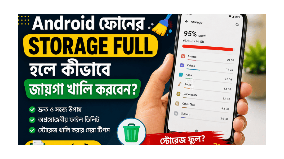 Android ফোনে Storage Full সমস্যা সমাধান ও অপ্রয়োজনীয় ফাইল ডিলিট করে জায়গা খালি করার উপায়