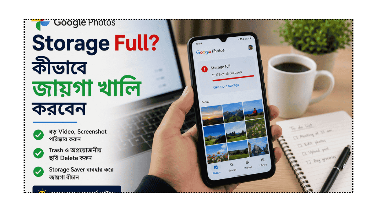 Google Photos Storage Full হলে নিরাপদে জায়গা খালি করার গাইড